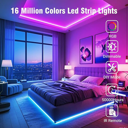 VOLIVO Led Strip Lights 130ft, 44Key IR Remote Control Led Light Strip, Color Changing Lighting for Bedroom, Home Decor