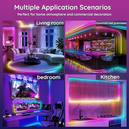 32.8Ft Led Rope Lights, Flexible Neon Lights Control with App/Remote, Multiple Modes, IP65 Outdoor RGB Waterproof, Music Sync Gaming Light Strip for Bedroom Decor