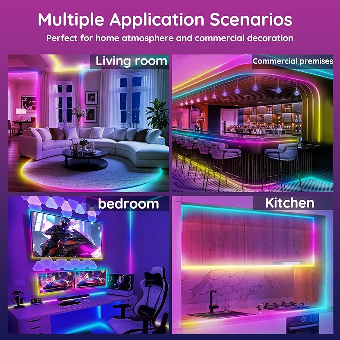 FBZ 100Ft Led Rope Lights, Flexible Neon Lights Control with App/Remote, Multiple Modes, IP65 Outdoor RGB Waterproof, Music Sync Gaming Light Strip for Bedroom Decor