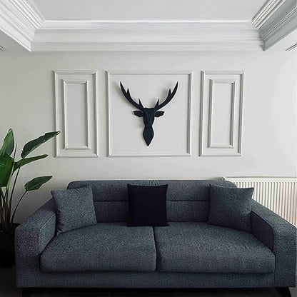 Handmade Wooden Deer Head Wall Mount - 29.5" Handcrafted Faux Taxidermy Deer Bust, Rustic Farmhouse Wall Decor Sculpture for Living Room, Entryway, Man Cave