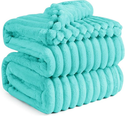 Bedsure GentleSoft Blue Queen Blanket for Bed - Cozy Soft Blankets for Women, Cute Small Fleece Throws for Girls, Birthday Gifts for Women Decor Gifts for Mom, Blue Fog, 90x90 Inches