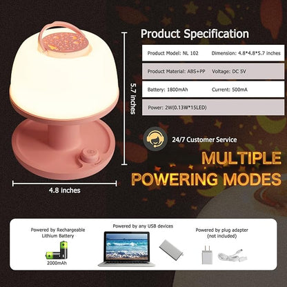 LICKLIP Toddler Night Light Lamp, Dimmable LED Bedside Lamp with Star Projector, Kids Lights Timer Design & Color Changing, Portable Rechargeable Cute Gifts for Children Bedroom