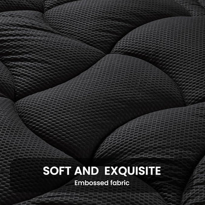SLEEP ZONE Twin XL Cooling Mattress Topper for College Dorm, Premium Zoned Cool Mattress Pad Cover, Padded Mattress Protector Breathable Washable, Deep Pocket 8-21" (Black, Twin XL)