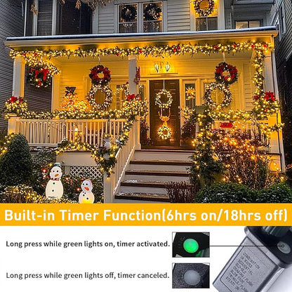 JMEXSUSS 1000LED Green Wire String Lights Warm White