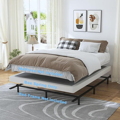 Full Box Spring - 4 Inch High Profile Box Spring for Full Bed, Sturdy Metal Frame Mattress Foundation, Easy Assembly, Quiet & Noise-Free