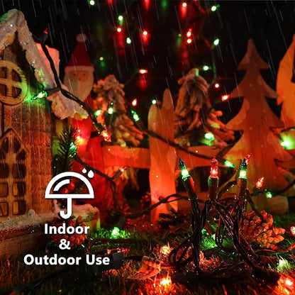 BrizLabs Red & Green Christmas Lights, 300 Counts 69.6ft Mini String Lights Connectable, UL Certified Incandescent Christmas String Lights Plug-in Tree Lights for Indoor Outdoor Xmas Home Decor