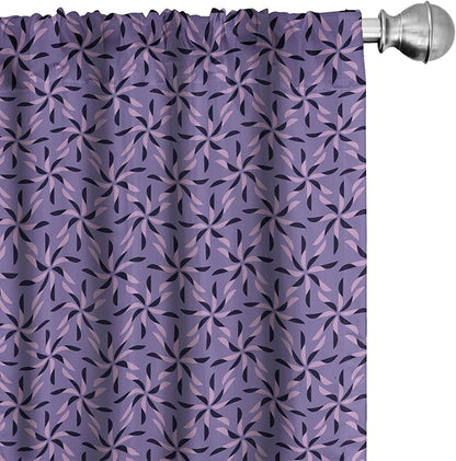 Ambesonne Geometric Curtains, Blossoming Flowers with Birth of Nature Season Theme Spring Summer, Window Treatments 2 Panel Set for Living Room Bedroom, Pair of - 28" x 84", Purple