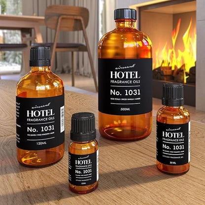 AirScent Hotel Diffuser Oil No. 1031 - Rose Petals Spiced Vanilla Amber - Hotel Scent Dupe -Premium Fragrance Oil for Ultrasonic and Waterless Diffusers and Crafting - 10 mL, 0.34 fl oz Glass Bottle
