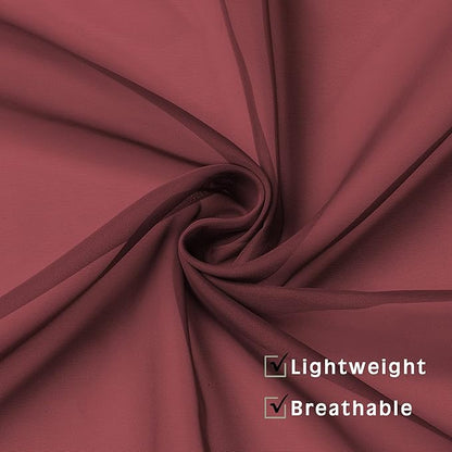 OVZME 2 Panels Window Burgundy Sheer Curtains 42" x 45" Inches for Small Windows, Soft Touching Top Dual Rod Pocket Drapes for Living Room & Bedroom.