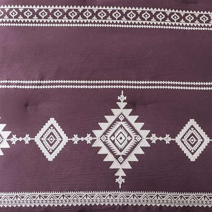 MaiRêve Embroidery Queen Size Comforter Set Purple, Boho Farmhouse Western Bedding Set 7 Pieces, All Season Bed in A Bag Comforter Set with Sheets, Pillowcases & Shams
