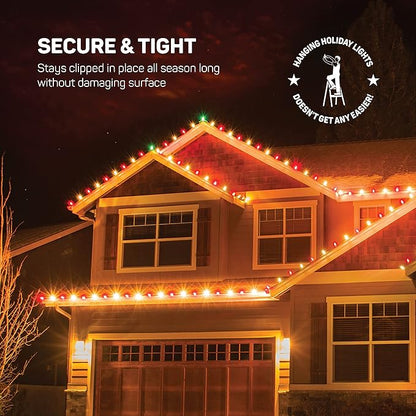 SEWANTA Christmas Light Clips - Set of 400 Mini Clips for Gutters and Shingles - Hanging Outdoor Lights - USA Made - No Tools Required