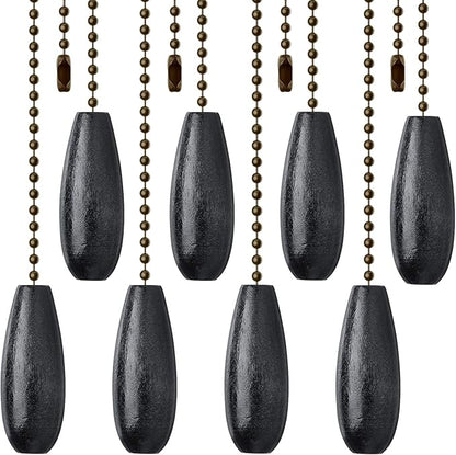 8 Pieces Ceiling Fan Pull Chains Extender Wooden Pendant Pull Chain Extension for Ceiling Light Lamp Fan(Black)