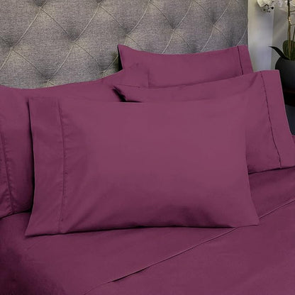 King Size Bed Sheets - 6 Piece 1500 Supreme Collection Fine Brushed Microfiber Deep Pocket King Sheet Set Bedding - 2 Extra Pillow Cases, Great Value, King, Berry