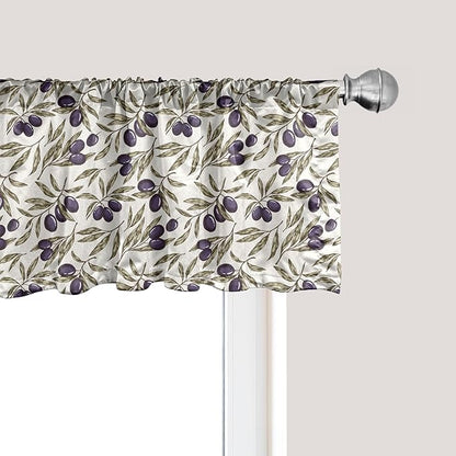Ambesonne Olive Window Valance, Digitally Generated Hand Drawn Style Botanical Blossoms, Curtain Valance for Kitchen Bedroom Decor with Rod Pocket, 54" X 12", Quartz Taupe