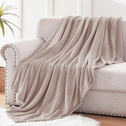 Exclusivo Mezcla Extra Large Fleece Throw Blanket for Couch, Sofa, 300GSM Super Soft and Warm Blankets, Camel Throw All Season Use, Cozy, Plush, Lightweight, 50x70 Inches