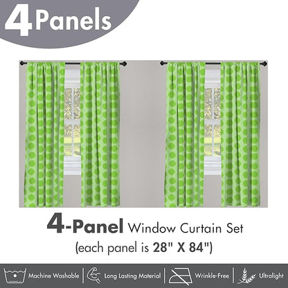 Ambesonne Lime Green Window Curtains Pack of 2, Simplistic Formless Geometric Shapes in Different Shades Theme, Lightweight Set with Rod Pocket, 4 Panels of - 28" x 84", Green