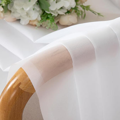 Aiyufeng Voile Sheer White Curtains - Transparent Light Weight Soft Window Treatment Curtain Panels with Rod Pocket Top for Patio Door/Living Room (W40 x L96, 2 Panels)