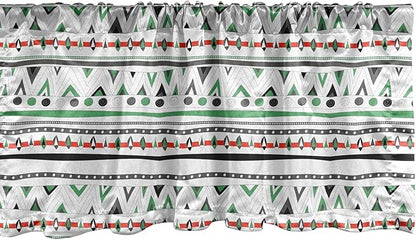 Ambesonne Tribal Window Valance Pack of 2, Style Traditional Aztec Pattern Old Fashioned Hippie Boho Influences, Rod Pocket Curtain Valances for Kitchen Bedroom, 54" X 12", Sea Green