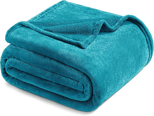 Exclusivo Mezcla Fleece Blanket Twin Size for Bed, Super Soft and Warm, All Season Use, Cozy, Plush, Lightweight, 90x66 Inches, Teal