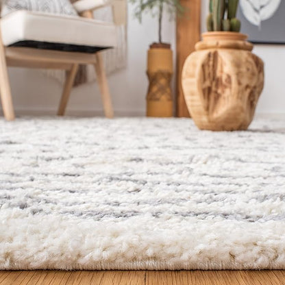 SAFAVIEH Arizona Shag Collection Area Rug - 10' x 14', Ivory & Grey, Moroccan Design, Non-Shedding & Easy Care, 1.6-inch Thick Ideal for High Traffic Areas in Living Room, Bedroom (ASG741F)