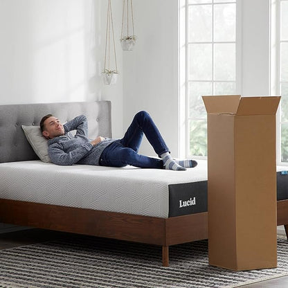 LUCID 12 Inch Memory Foam Mattress - Medium Firm Feel - Infused with Refreshing Bamboo Charcoal and Cooling Gel - Bed in a Box - Temperature Regulating, Pressure Relief - Breathable - California King