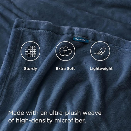 Bedsure GentleSoft Fleece Throw XL Blanket Mineral Blue - 300GSM Soft Lightweight Plush Cozy Blankets for Bed, Sofa, Couch, Travel, Camping, 50x70 inches