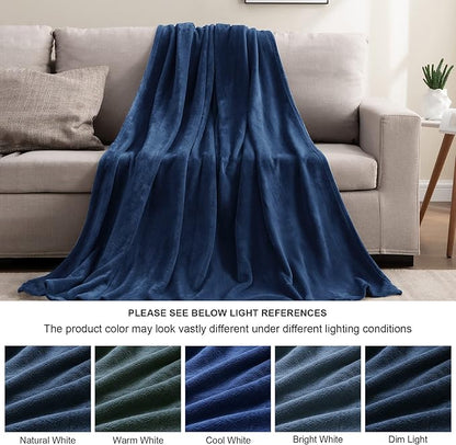 BEDELITE Fleece Blanket King Size Blankets for Bed, Luxury Plush Cozy Fuzzy Blanket 108x90 inches, Super Soft Warm Lightweight Throw Blanket All Seasons Suitable, Navy Blue
