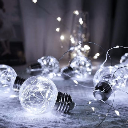 YOLIGHT Wishing Ball Curtain Lights 200 LED Window Curtain String Lights with Remote, USB Battery Powered Twinkle Globe Fairy Lights for Wedding Party Bedroom Halloween Christmas Decoration (White)