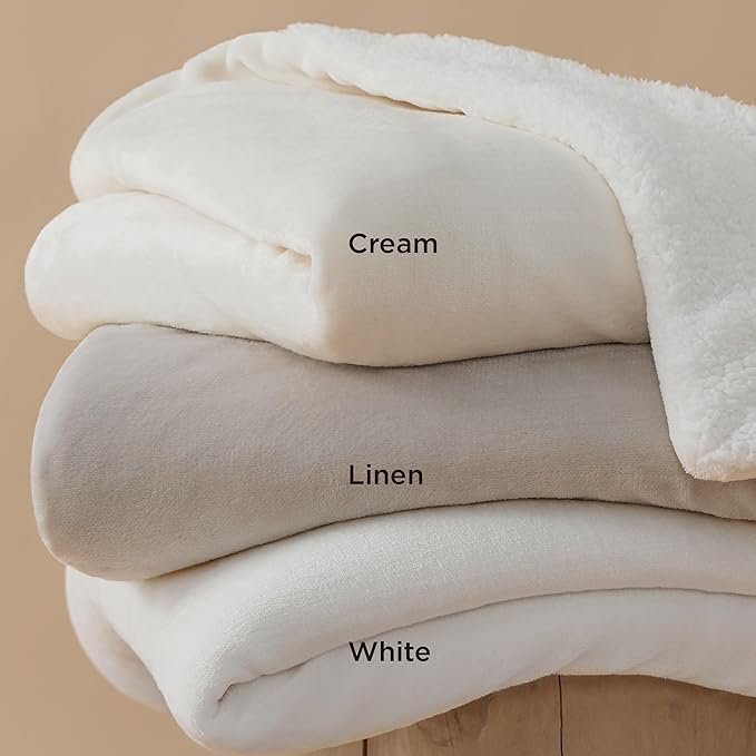 Bedsure GentleSoft Sherpa Fleece Throw Blanket Twin Size for Couch - Thick and Warm Throw for Women and Men, Soft Fuzzy Plush Twin Blanket for Winter, White, 60x80 Inches