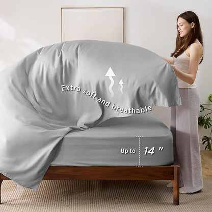Bedsure Oversized Queen Comforter Set - 7 Pieces Reversible Navy Bedding, Oversized Queen Size Bed Set for All Seasons, Bed in a Bag with Down Alternative Comforter, Sheets, Pillowcases & Shams