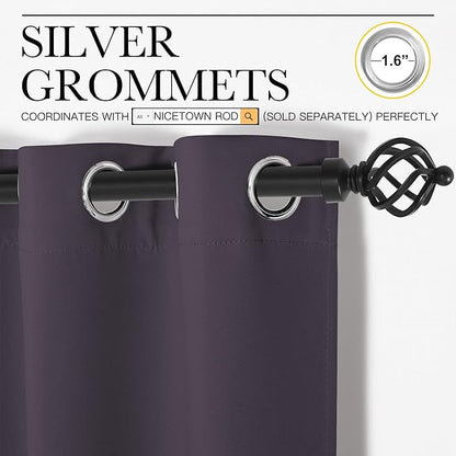 NICETOWN Greyish Purple Blackout Curtains 120 inches Length for Living Room, 2 Panels, 55" Wide, Thermal Insulated Long Drapes for Large Window