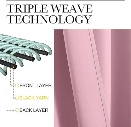 NICETOWN Bedroom Curtain Panels Blackout Draperies, Thermal Insulated Solid Grommet Blackout Curtains/Drapes (Crystal Pink, 1 Pair, 34 by 45-inch)
