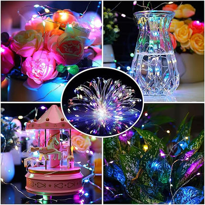 ZGWJ 12 Pack Fairy Lights Battery Operated, 7ft 20 Mini LED Fairy String Lights Silver Wire 3 Modes for DIY, Parties, Wedding, Bedroom, Halloween Christmas Decoration Mixed-Color