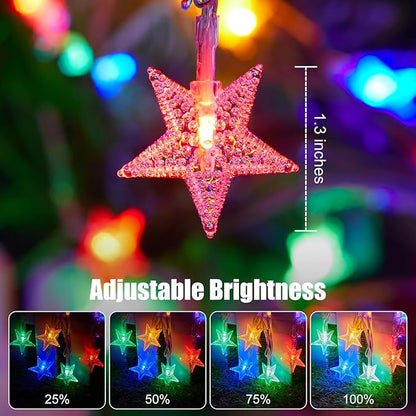 Brightown Star String Lights Battery Operated - 2 Pack 17 ft 50 LED Star Fairy String Lights with Remote and Timer, 8 Modes Waterproof for Bedroom Tent Loft Bed Patio Party Wedding Decor, Multicolor
