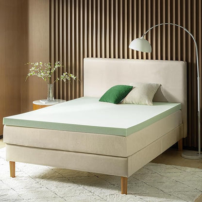 ZINUS 3 Inch Green Tea Memory Foam Mattress Topper, Smaller, More Convenient WonderBox Packaging, Pressure-Relieving Layers, CertiPUR-US Certified, King