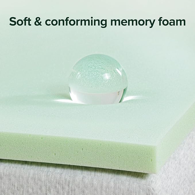 ZINUS 2 Inch Green Tea Memory Foam Mattress Topper, Smaller, More Convenient WonderBox Packaging, Pressure-Relieving Layers, CertiPUR-US Certified, Twin