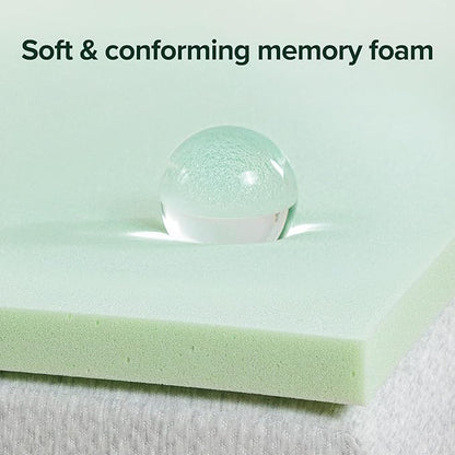 ZINUS 2 Inch Green Tea Memory Foam Mattress Topper, Smaller, More Convenient WonderBox Packaging, Pressure-Relieving Layers, CertiPUR-US Certified, Twin