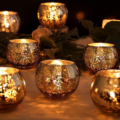 LAMORGIFT 12 PCS Green Votive Candle Holders- Mercury Glass Candle Holders for Sage Green Wedding Decor, Green Tea Light Candle Holders for Vintage Wedding, Engagement, Rehearsal Dinner Table Decor
