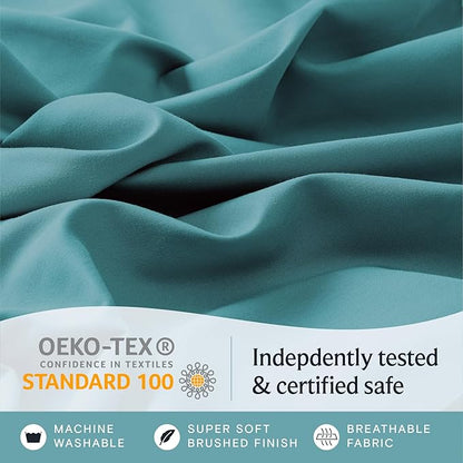 LuxClub 4 PC King Sheet Set, Breathable Luxury Bed Sheets, Deep Pockets Wrinkle Free Cooling Bed Sheets Machine Washable Hotel Bedding Silky Soft - Teal King