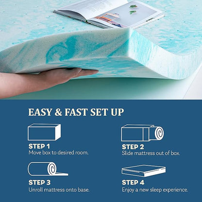 EGO Topper 3 Inch Queen Memory Foam Mattress Topper, Gel Foam Mattress Topper for Pressure Relief, Ventilated Design Bed Topper in a Box, CertiPUR-US Certified, 60"×80", Medium