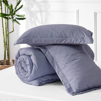 Bedsure Queen Comforter Set - Denim Grey Comforter Queen Size, Soft Bedding for All Seasons, Cationic Dyed Bedding Set, 3 Pieces, 1 Comforter (90"x90") and 2 Pillow Shams (20"x26"+2")