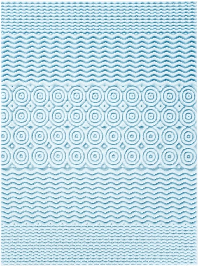 Mellow 3 Inch 5-Zone Memory Foam Mattress Topper, Cooling Gel Infusion, Dorm Essentials, King Blue