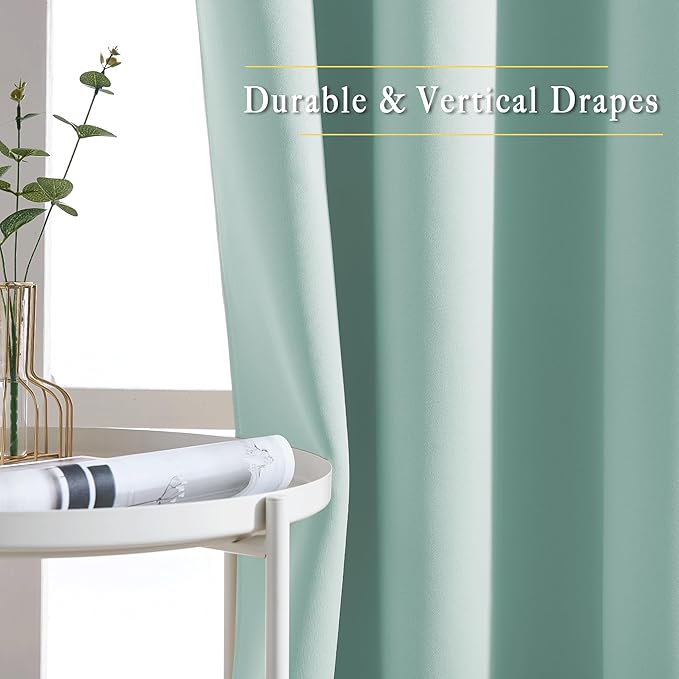 NICETOWN Insulated Blackout Curtains and Drapes - Microfiber Energy Saving Thermal Insulated Solid Grommet Blackout Draperies for Kitchen (1 Pair, 66 inches by 54 Inch, Aqua Blue)