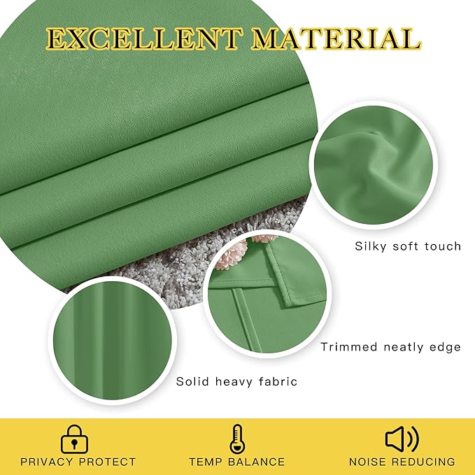NICETOWN Blackout 102 inch Curtains for Living Room, Grommet Thermal Insulated Room Darkening Curtains for Bedroom/Living Room, 2 Panels, W52 x L102, Forest Green