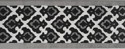 Custom Length Cut to Size Fleur de Lis Inspired Carpet Runner Rug for Hallways, Non Slip Rubber Backed, 31 inch Wide X Customized Length, Royal Grey, 31 inch X 4 feet, Doormat Size