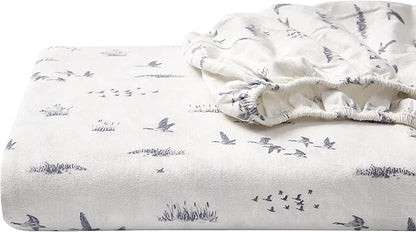 Eddie Bauer - Flannel Sheets Twin Size, Anti-Pilling & Wrinkle Resistant Cotton, Touchably Soft for All-Season Comfort - Bed Sheets with Matching Pillowcase & Fitted Sheet (Geese Meadow Yellow)