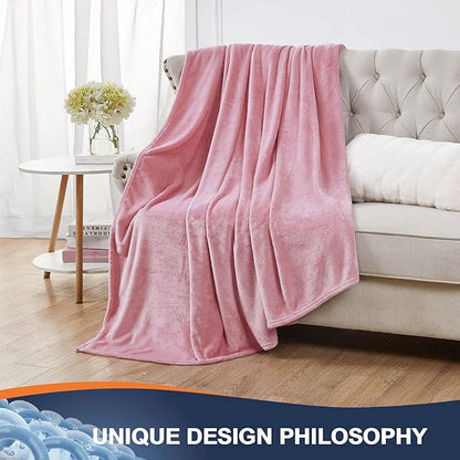 Walensee Fleece Blanket Plush Throw Fuzzy Lightweight (Queen Size 90x90 Blush) Super Soft Microfiber Flannel Blankets for Couch, Bed, Sofa Ultra Luxurious Warm and Cozy for All Seasons