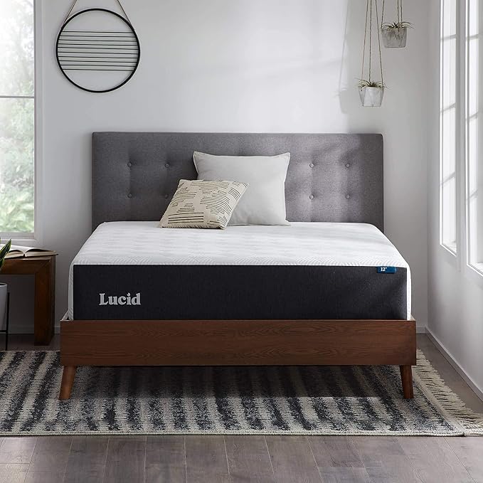 Lucid 12 Inch Memory Foam Mattress - Medium Plush Feel - Infused with Refreshing Bamboo Charcoal and Cooling Gel - Bed in a Box - Temperature Regulating - Pressure Relief - Breathable - Twin Size
