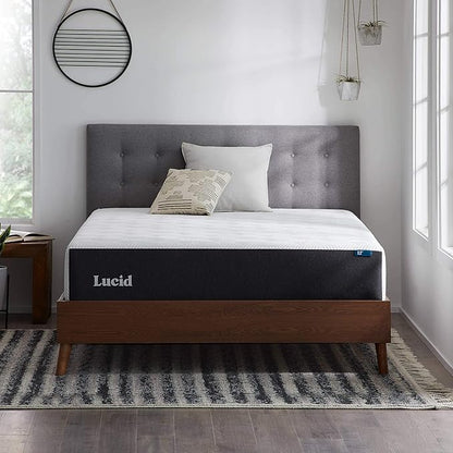 Lucid 12 Inch Memory Foam Mattress - Medium Firm Feel - Infused with Refreshing Bamboo Charcoal and Cooling Gel - Bed in a Box - Temperature Regulating - Pressure Relief - Breathable - King Size