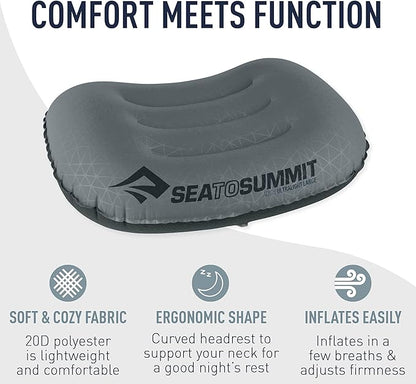 Sea to Summit Aeros Ultralight Inflatable Camping and Travel Pillow, Regular (14.2 x 10.2) Grey